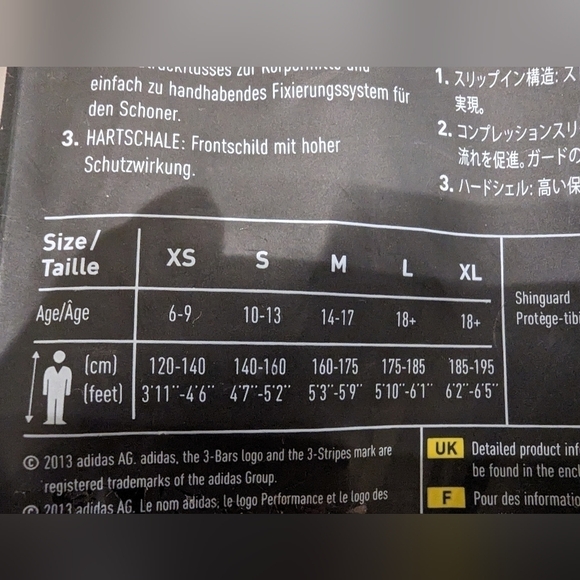 adidas soccer Shin Pads F50 Pro Lite  adult  XL 6'2" -6'5"  White/Blue - Picture 10 of 11